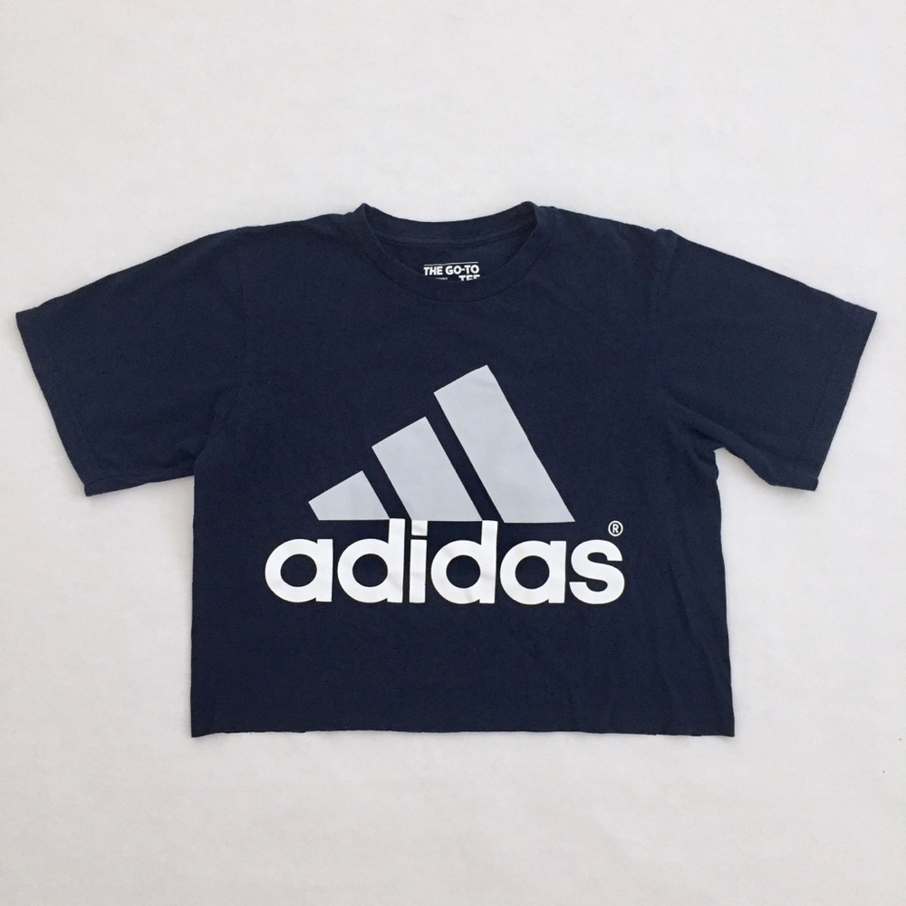 Adidas Navy Blue The Go-To Tee Gray & White Logo.